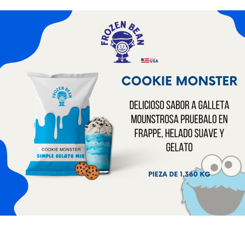 Base Para Frappe Y Helado Cookie Monster Frozen Bean 1.36 Kg