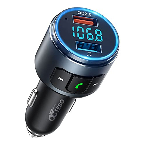 Octeso Upgraded V5.0 Bluetooth Fm Transmitter For Car, Qc3.0