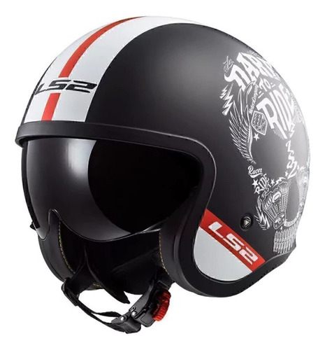 Casco Ls2 599 Spitfire Ink Mat Black White