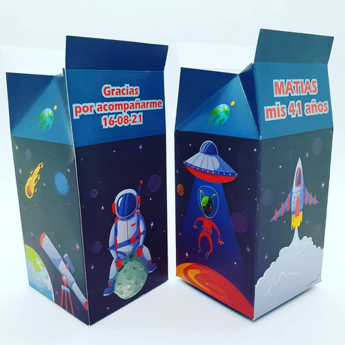 Kit Imprimible Caja Personalizada Ovni Astronauta