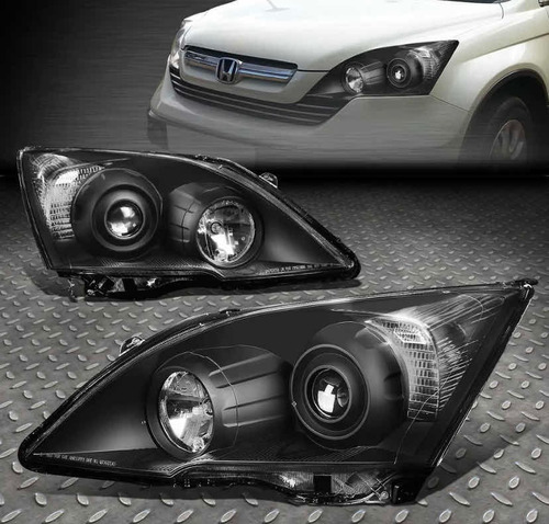 Faros Honda Crv 2007 2008 2009 2010 2011 Lupa Negro Par