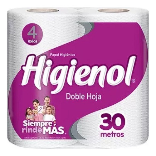 Higienol Doble Hoja 30 Metros - Pack X 10 = 40 Rollos 