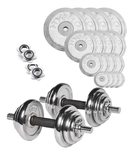 Set Mancuernas 25 Kg Discos Cromadas Ajustables