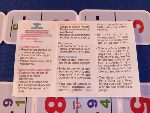Imagen 3 de 6 de Domino Resta De Unidades 28 Pz Plastico Rigido Impreso