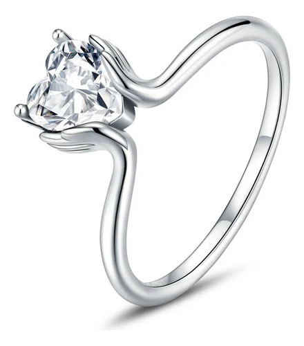 Anillo Plata 925 Inoxidable Corazón Con Circonia 