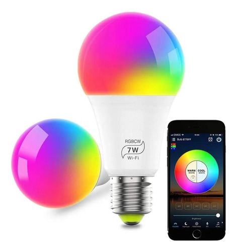 Bombilla Foco Led Inteligente Wifi Ajustable Multicolor 7w Luz Colores