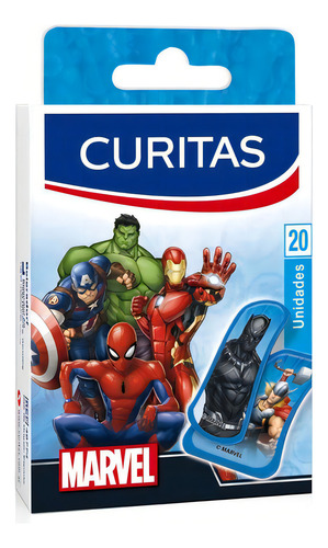 Caja con 20 venditas adhesivas infantiles Curitas Marvel