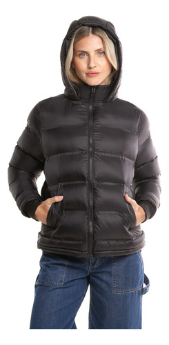 Campera De Abrigo Rusty Pop Scene Negra Mujer