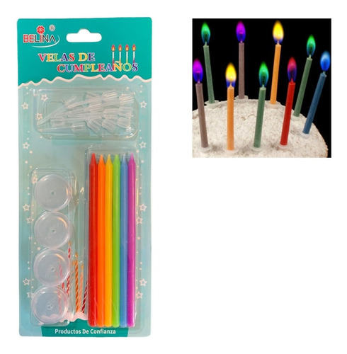 Velas Largas De Colores Con Base X12