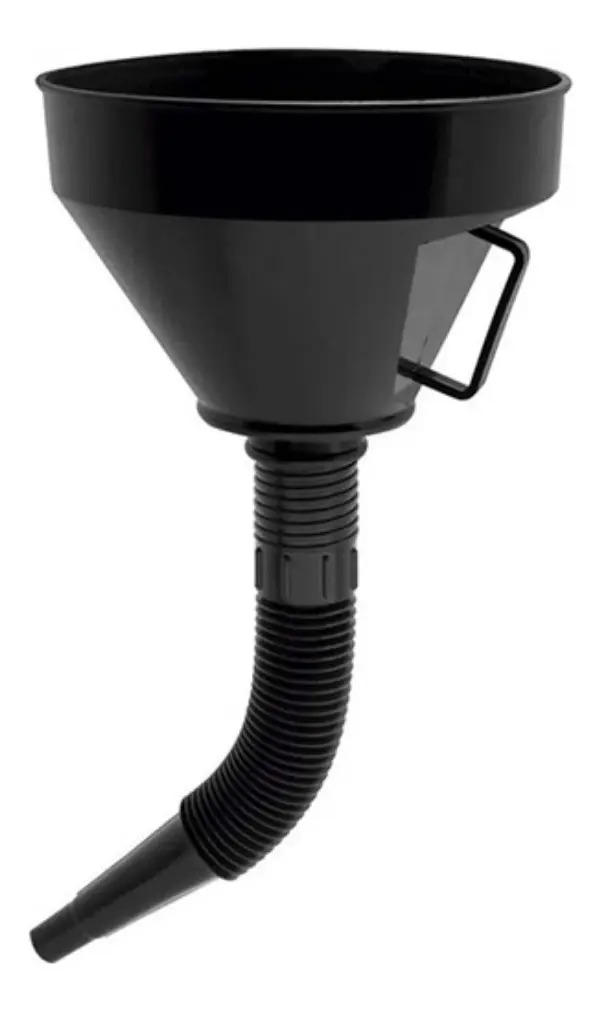Funil Flexível Preto Plástico 34cm Para Troca De Óleo E Combustível