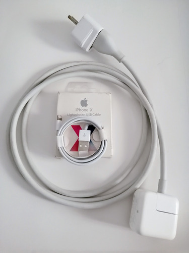 Cargador Apple + Cable Extensión 1.8m + Cable Lightning 1m