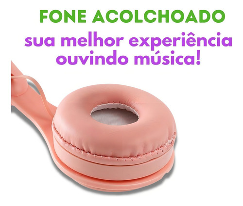 Fone Ouvido Sem Fio Bluetooth Recarregável P2 Sd Fm Rosa