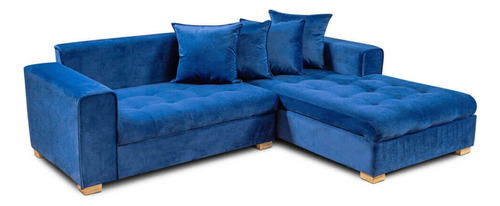 Sofa Esquinero Alaska Azul Tela Extra Suave Kaiu Home