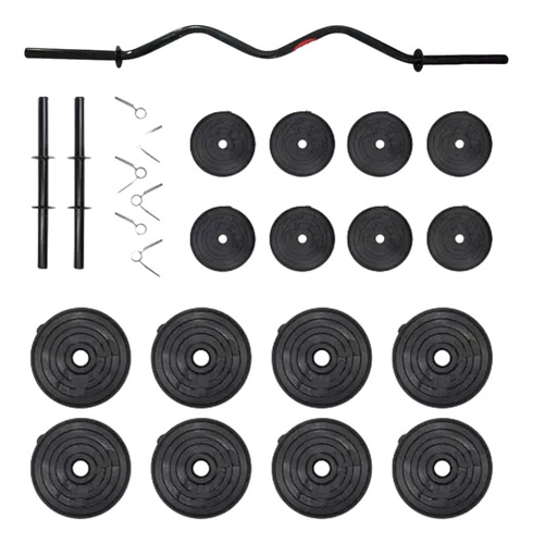 Kit Barra Mancuernas Discos 110 Lb Total Peso Ajustable
