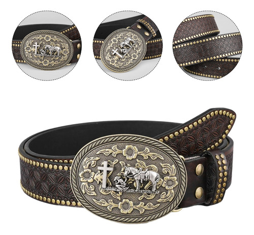 Para (a) Cinturón Vaquero Para Pantalones Con Hebilla De