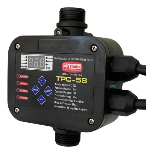 Controlador De Pressão Eletrônico Água Tpc-58 1.5 A 3.0 Cv