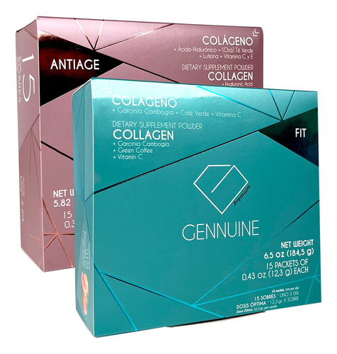 1 Mes - Gennuine (1 Antiage + 1 Fit) Colageno Hidrolizado