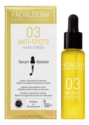 Facialderm Sérum Booster Antimanchas Y Antiestrés 30 Ml Momento De Aplicación Día/noche Tipo De Piel Con Tendencia A Manchas