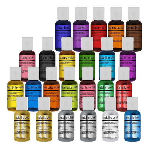 Colorantes Comestibles Para Aerógrafo 24 Botellas