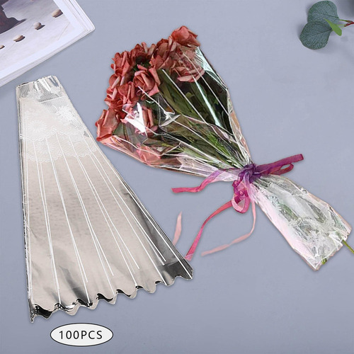 100 Fundas De Celofán Para Ramo De Flores, 8cmx28cmx40cm