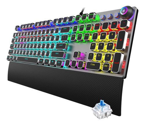 Teclado Gamer Mecanico Rgb Usb Antighosting 100% Switch Blue