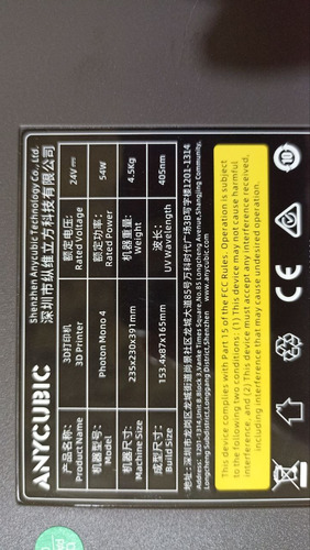 Anycubic Photon Mono 4 10k Impresora 3d Resina Lcd Negro (Usado)