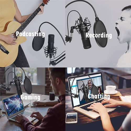 Kit De Microfone De Gravação Com Porta Usb 192 Khz/24 Bits P