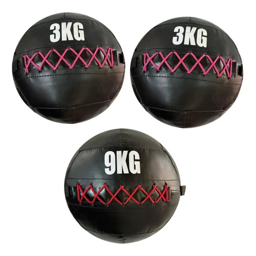 Set Pelotas Sin Pique 3kg X2 + 9kg Medicine Ball Crossfit