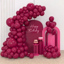 Comprar Kit Guirnalda De Globos Decoración Fiesta Boda Cumpleaños Color Bordó，Boda cumpleaños bautizo baby shower aniversario graduación Día de la Madre decoración de fiesta