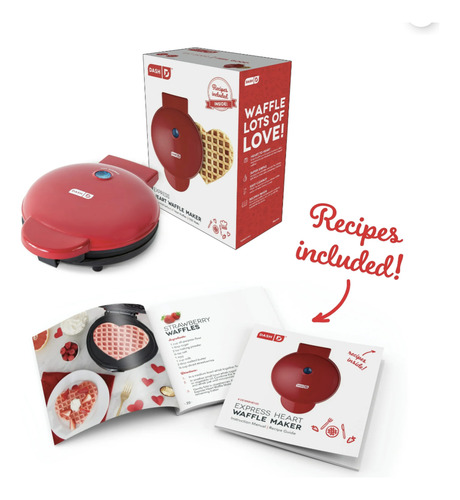 Máquina Para Hacer Waffles Dash Express De 8 In De Corazón