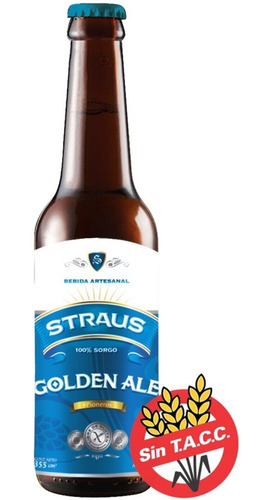 Cerveza Artesanal Sin Tacc Sorgo Straus Golden Botella 355cc