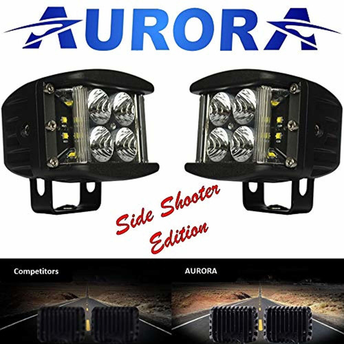 Aurora - 4 Inch Led Cube Light W Side Shooter Beam Kit Floo