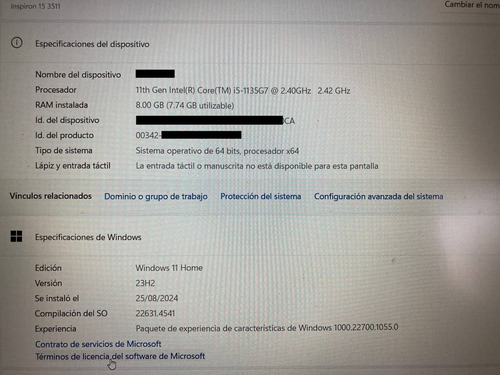 Laptop Dell Inspiron 15 Core I5-1135g7 8gb Ram 256 (Usado)