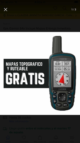 Imagen 5 de 5 de Gps Garmin Map 64x Nuevo Modelo Glonass Brújula Mapas Col