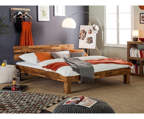 Cama Doble De Madera Maciza 100% Flormorado  Ref: Maciza41