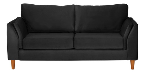 Sofa Milan 2c Tela Velvet Negro