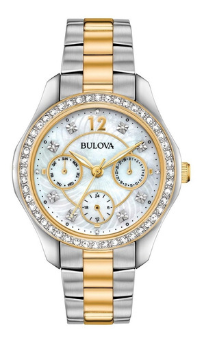 Bulova Women's Bisel Swarovski Cristal Madre Perla Diego Vez