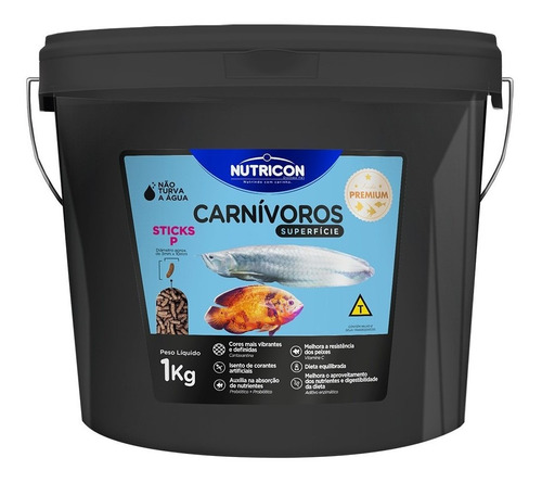 Ração Nutricon Carnívoros De Superfície P C/ Alho 1kg Aruanã