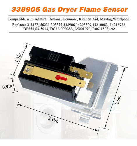 338906 Wp338906 Sensor De Llama Para Secadora A Gas 279834 B