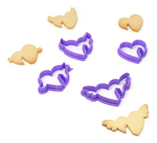 Cortadores Galletas Corazones Mini Para Taza San Valentín Color Violeta
