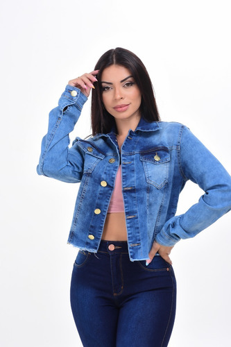 Imagem 8 de 8 de Jaqueta Feminina Jeans Escura