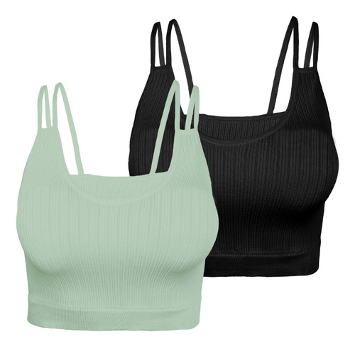 Set 2 Tops De Mujer Deportivo Casual Blusa Croptop Tirantes