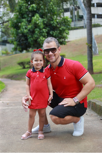 Kit Tal Pai Tal Filha Polos Vermelho Paixao