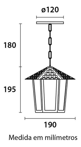 Pendente Colonial Sextavado Vidro Blumenau Cobre Externo Cor Preto 110V/220V