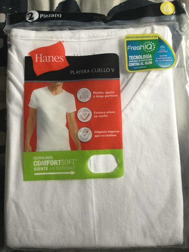 Paquete 2playeras Cuellov Hanes Blanca Nuevo Original Grande