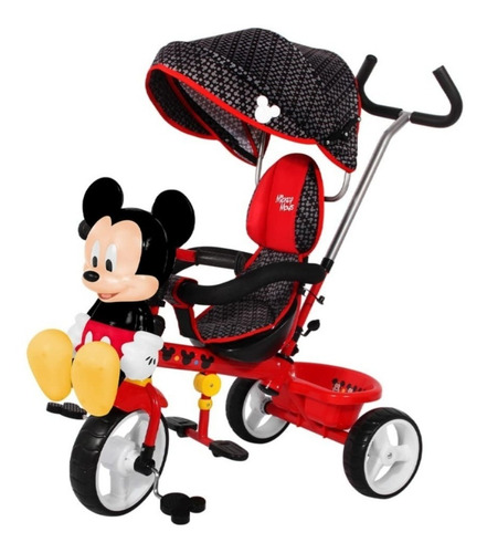 Triciclo Apache 3 En 1 Mickey Figura 3d Y Cajuela Color Rojo