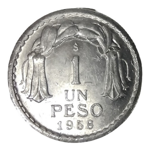 Antigua Moneda 1 Peso 1958 Aluminio Chile Colección