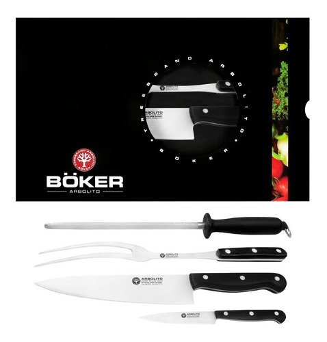 Set Asado Boker Premium 2 Cuchillos Trinchante Chaira Aleman