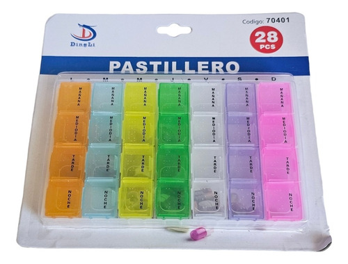 Pastillero Plastico Semanal,4 Tomas 