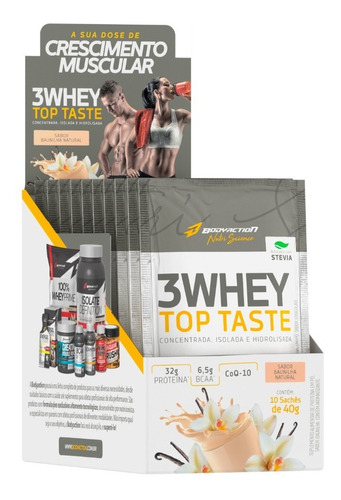 Whey 3w Top Taste Blend Display C/ 10 Sachês 40g Bodyaction Sabor Baunilha